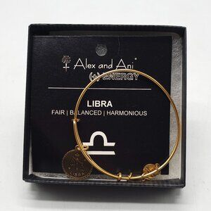Alex And Ani Libra Zodiac Bangle Bracelet Gold Adjustable Charm Jewelry In Box